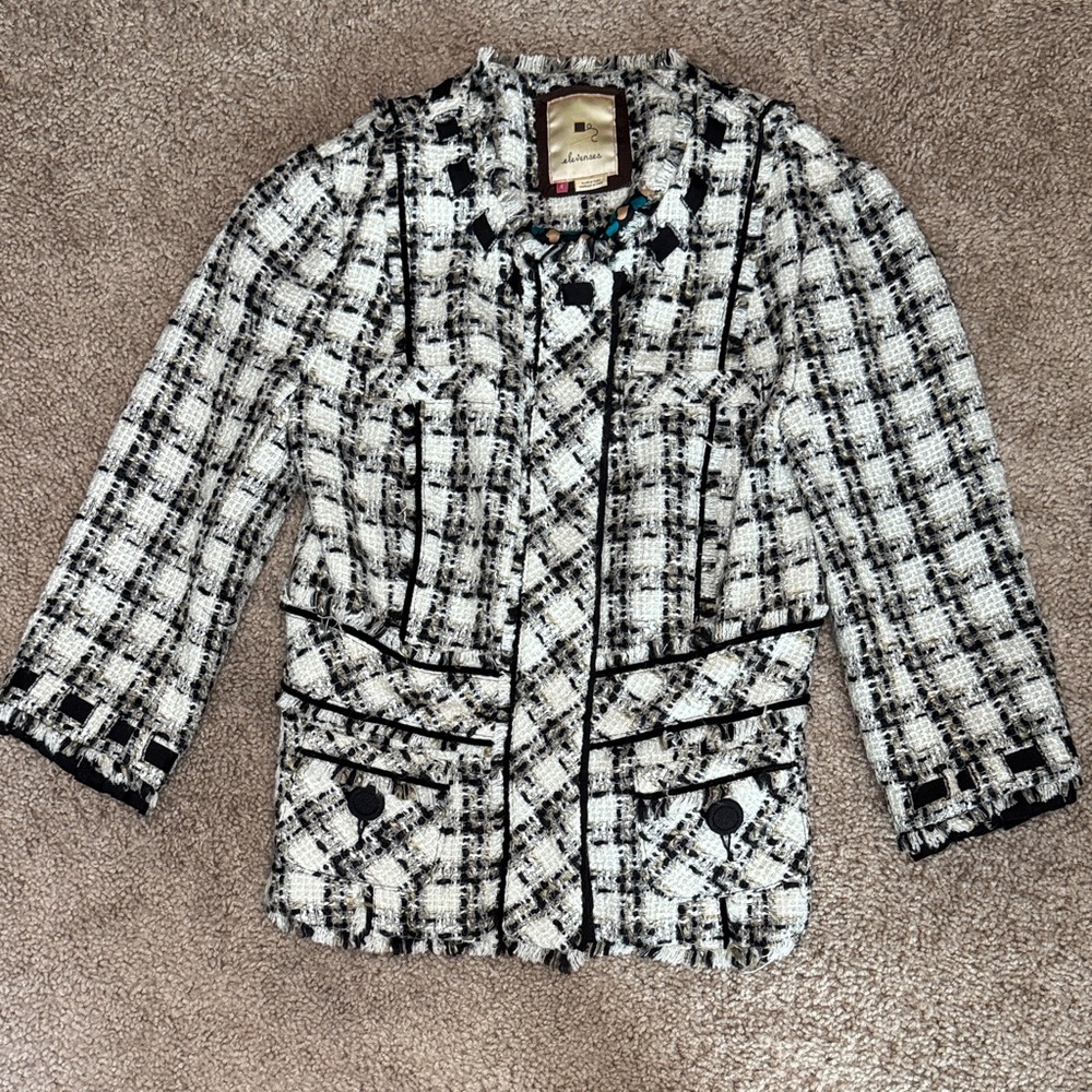 Elevenses Black and White Tweed Blazer